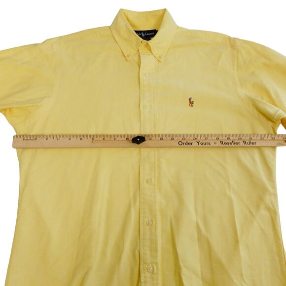 Ralph Lauren Yarmouth Oxford Mens Vintage Yellow Button Up Long Sleeve 15 32 - Picture 4 of 6